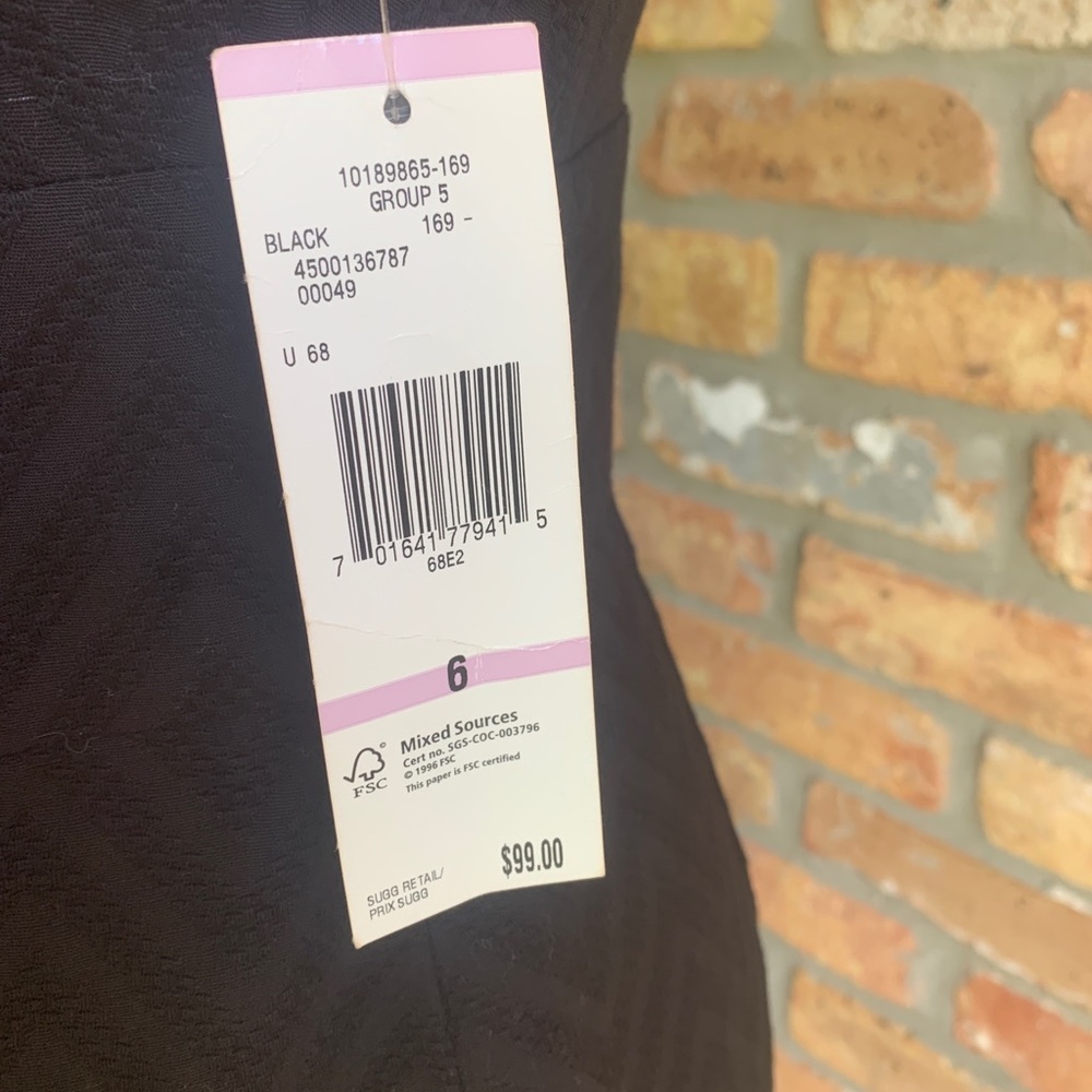 NEW Evan PiconeTextured Waves V-Neck Bishop Sheath Dress Black Size 6 $99 - Picture 8 of 15